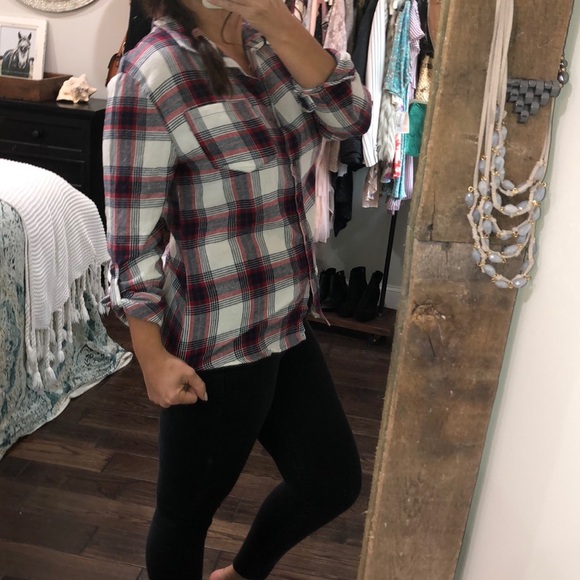 Love Potion medium red flannel button down shirt - Picture 3 of 5